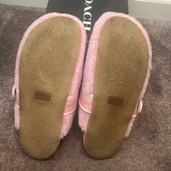 Coach Pink Fuzzy Kids Slippers - Picture 3 of 5